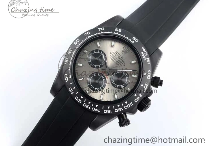 Black Black Rubber Strap on A7750 Best Daytona Ceramic Pusher Black 5GF Edition Dial Gray 0825
